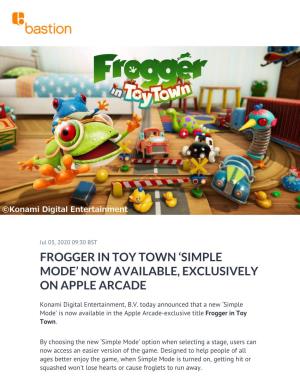 Frogger in Toy Town 'Simple Mode' Now