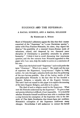 Eugenics and the Superman
