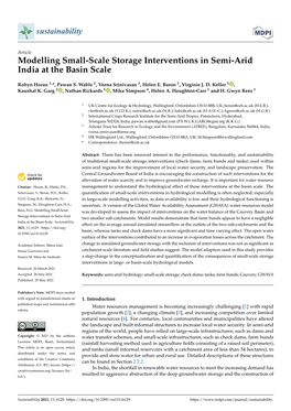 Modelling Small-Scale Storage Interventions in Semi-Arid India at the Basin Scale