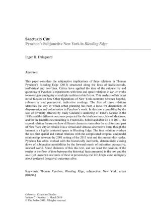 Sanctuary City Pynchon's Subjunctive New York in Bleeding Edge