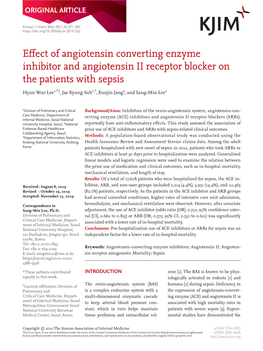 Effect of Angiotensin Converting Enzyme Inhibitor and Angiotensin II Receptor Blocker on the Patients with Sepsis