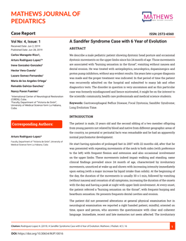 A Sandifer Syndrome Case with 6 Year of Evolution Received Date: Jun 2, 2019 Published Date: Jun 28, 2019 ABSTRACT