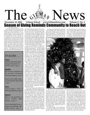 Season of Giving Reminds Community to Reach out by AMOL NARANG As the Days Get Shorter and Shorter with Easy to Take Things for Granted