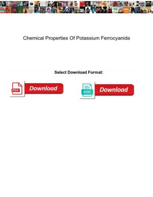 Chemical Properties of Potassium Ferrocyanide