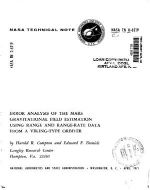 Error Analysis of the Mars Gravitational Field Estimation Usingrange and Range-Ratedata from a Viking-Type Orbiter