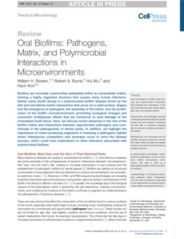 Oral Biofilms: Pathogens, Matrix, and Polymicrobial Interactions In
