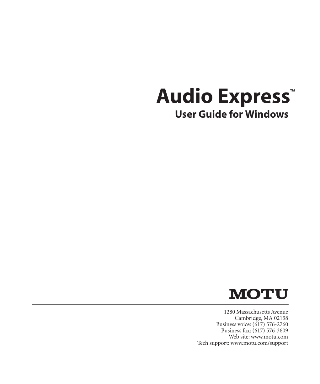 Audio Express User Guide
