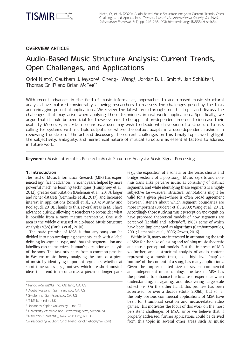 Audio-Based Music Structure Analysis: Current Trends, Open Challenges, and Applications