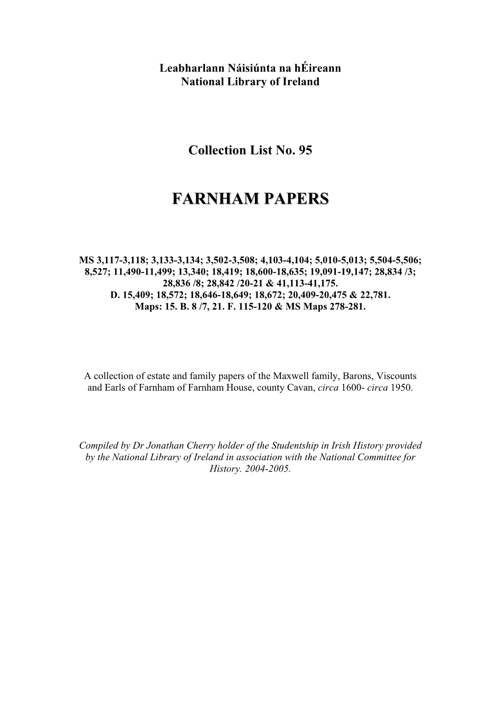 Farnham Papers