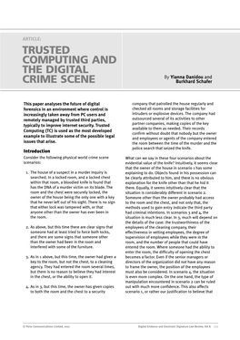 Trusted Computing and the Digital Crime Scene