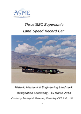 Thrustssc Supersonic Land Speed Record Car