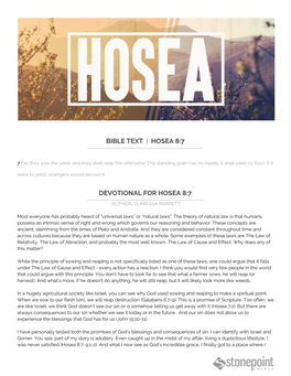 Hosea 8:7 Devotional for Hosea
