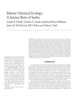 Marine Chemical Ecology: a Science Born of Scuba Joseph R