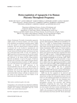 Down-Regulation of Aquaporin 4 in Human Placenta Throughout Pregnancy