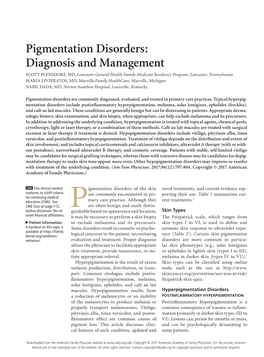 Pigmentation Disorders: Diagnosis and Management