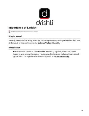 Importance of Ladakh