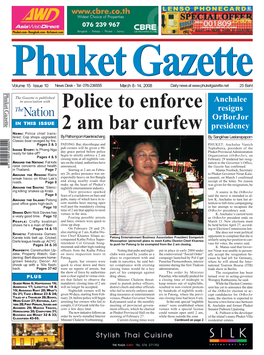 Police to Enforce 2 Am Bar Curfew