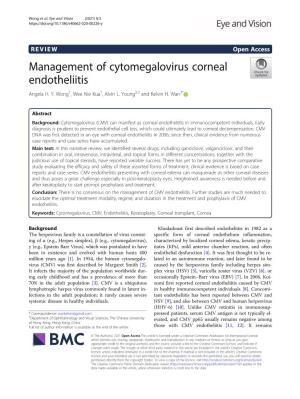 Management of Cytomegalovirus Corneal Endotheliitis Angela H