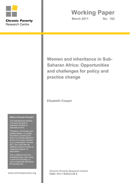 Women and Inheritance in Sub-Saharan Africa: Opportunites and Challenges for Policy and Practice Change