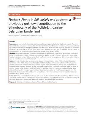Fischer's Plants in Folk Beliefs and Customs: a Previously Unknown