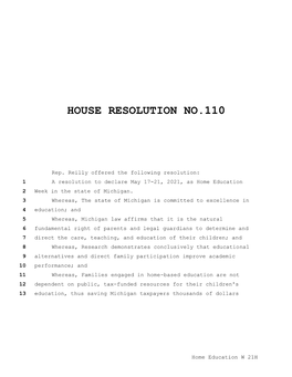 House Resolution No.110