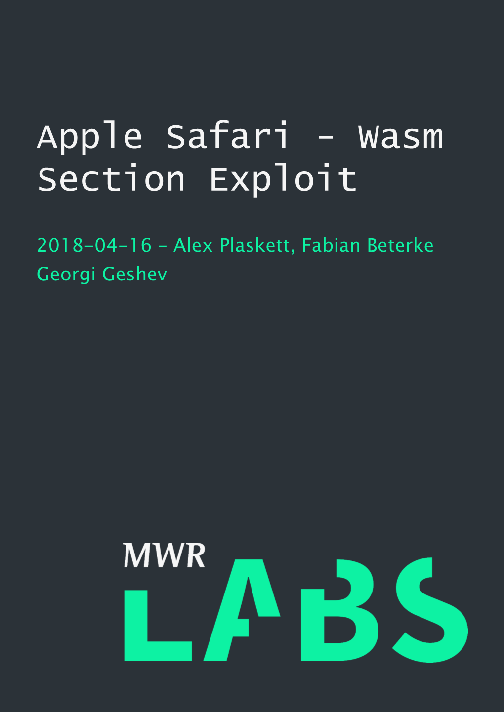 Apple Safari - Wasm Section Exploit