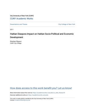 Haitian Diaspora Impact on Haitian Socio-Political and Economic Development