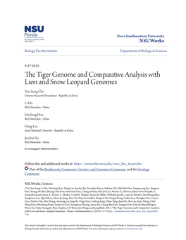 The Tiger Genome and Comparative Analysis with Lion and Snow Leopard Genomes