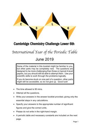 International Year of the Periodic Table June 2019