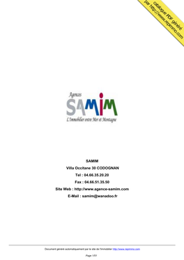 Catalogue Immobilier De SAMIM