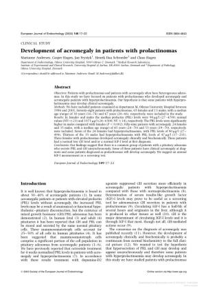 Development of Acromegaly in Patients with Prolactinomas