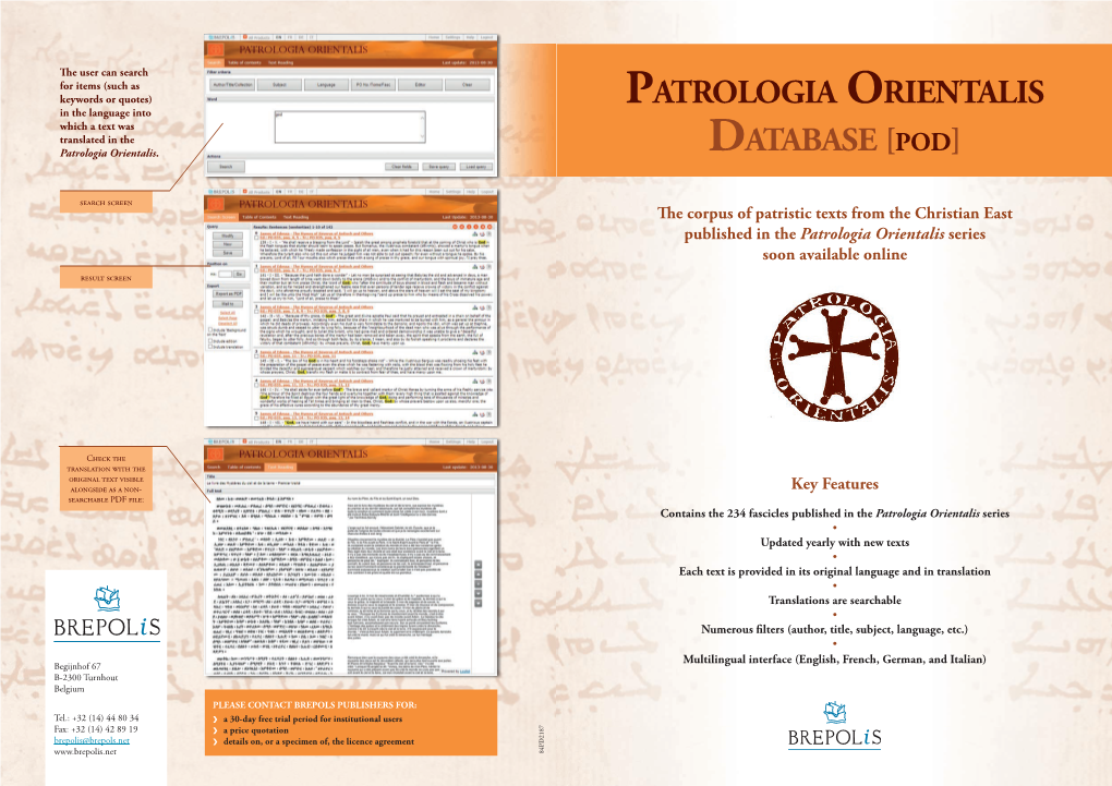 Patrologia Orientalis Database [Pod]