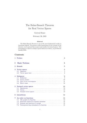 The Hahn-Banach Theorem for Real Vector Spaces