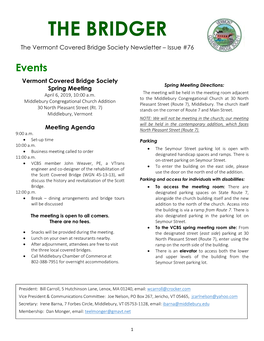THE BRIDGER the Vermont Covered Bridge Society Newsletter – Issue #76