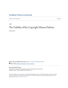 The Viability of the Copyright Misuse Defense, 20 Fordham Urb