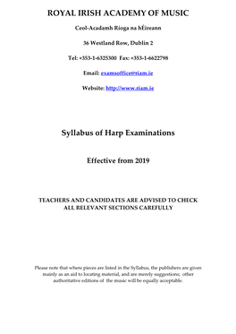 Syllabus of Harp Examinations