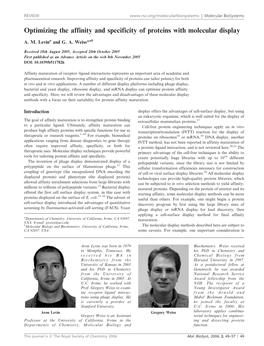 Optimizing the Affinity and Specificity of Proteins with Molecular Display