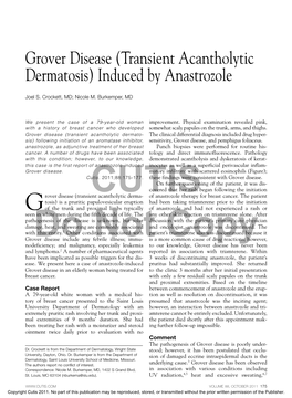 Grover Disease (Transient Acantholytic Dermatosis) Induced by Anastrozole