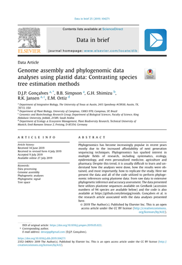 Genome Assembly and Phylogenomic Data Analyses Using Plastid Data: Contrasting Species Tree Estimation Methods