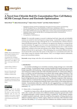 A Novel Iron Chloride Red-Ox Concentration Flow Cell Battery (ICFB) Concept; Power and Electrode Optimization