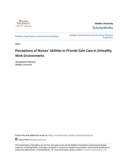 Perceptions of Nurses' Abilities to Provide Safe Care in Unhealthy