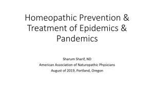 Homeopathic Prevention and Treatment of Epidemics & Pandemics