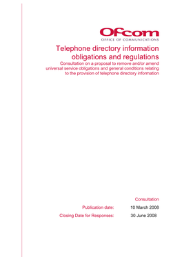 Telephone Directory Information Obligations and Regulations
