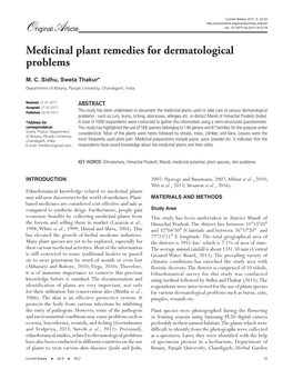 Medicinal Plant Remedies for Dermatological Problems