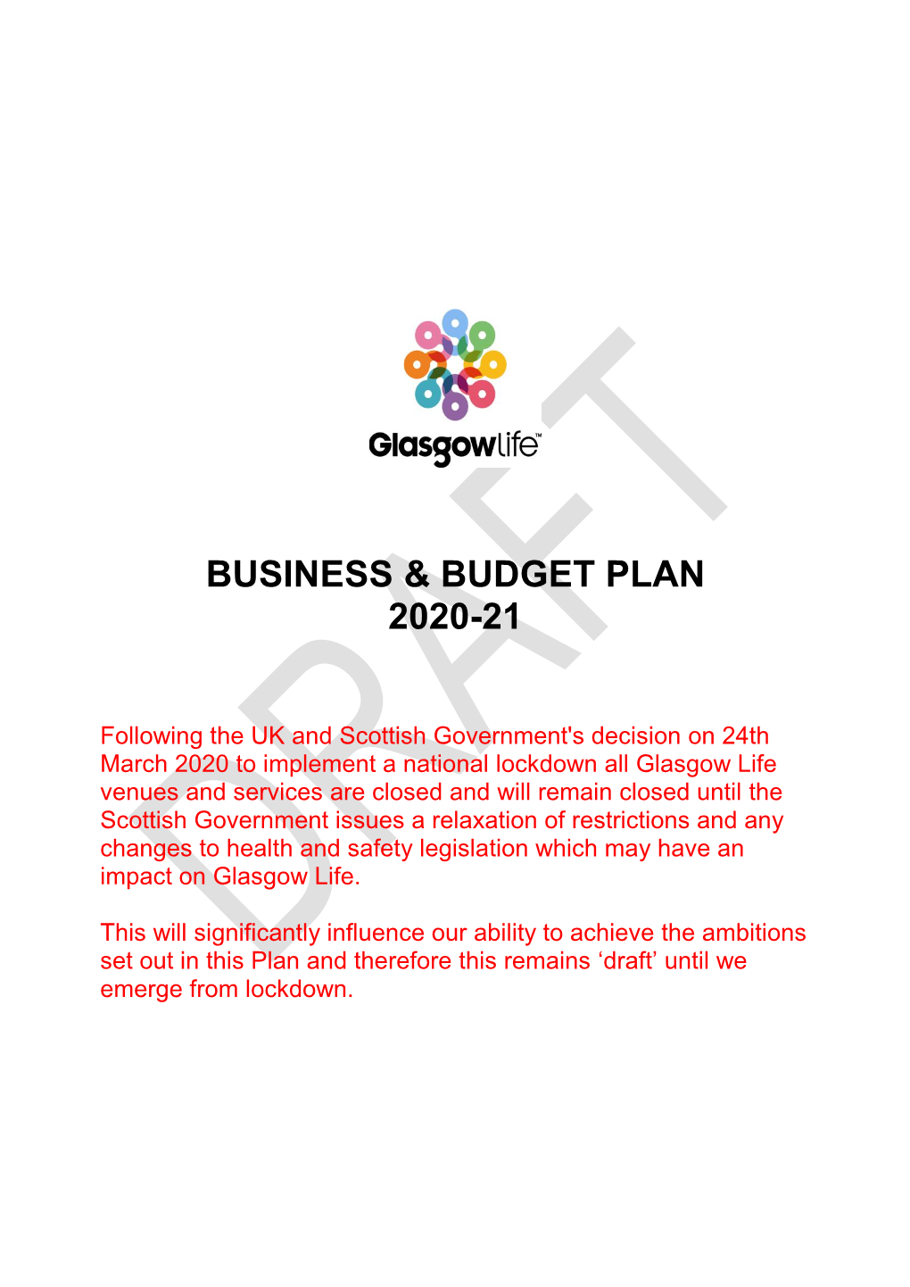 Business & Budget Plan 2020-21