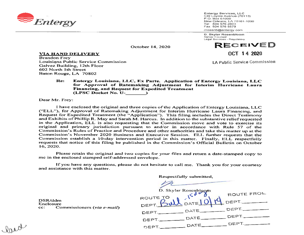 Entergy Services, LLC 39 Loyola Avenue (70113) P.O