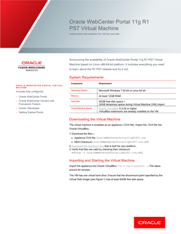 Oracle Webcenter Portal 11G R1 PS7 Virtual Machine