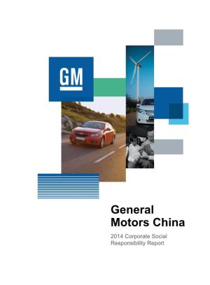 General Motors China 2014 Corporate Social Responsibility Report