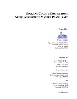 Spokane County Corrections Needs Assessment Master Plan Draft
