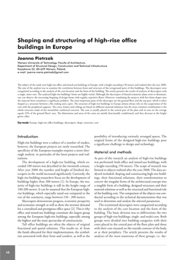 Shaping and Structuring of High-Rise Office Buildings in Europe